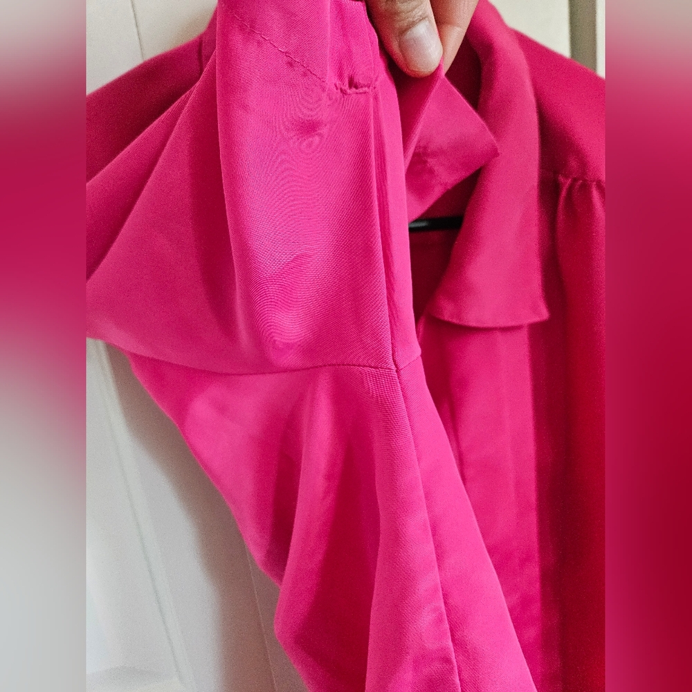 Bright Pink Button-Up Blouse - Picture 17 of 17